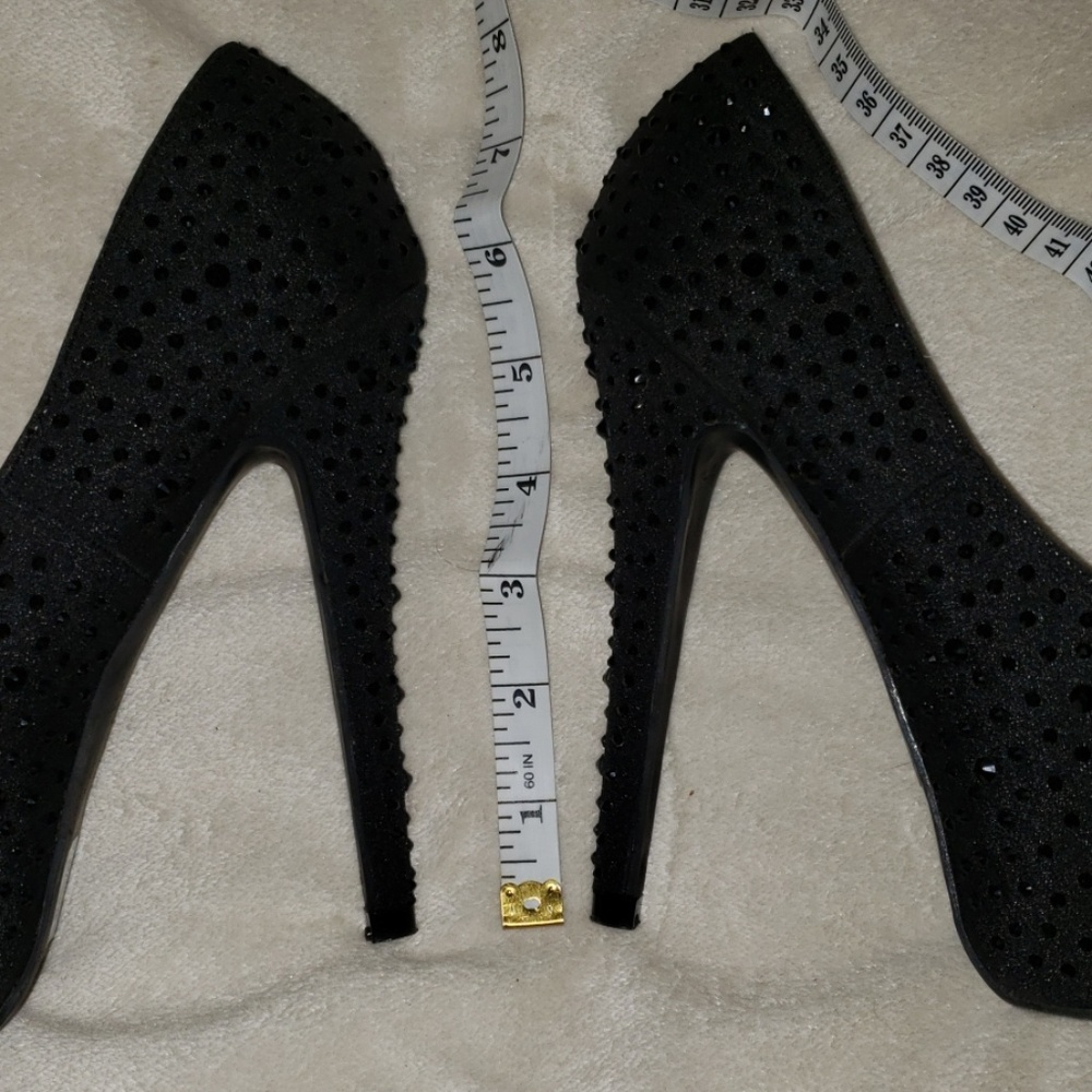 Black Rhinestone Platform Heels - Picture 6 of 7